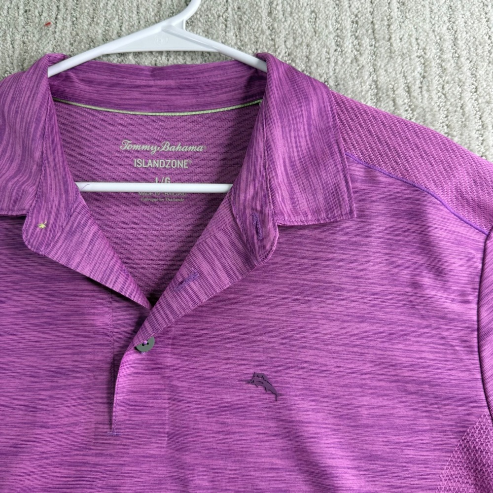 Tommy Bahama IslandZone Polo Shirt Mens Size Large Purple Marl Short Sleeve Logo